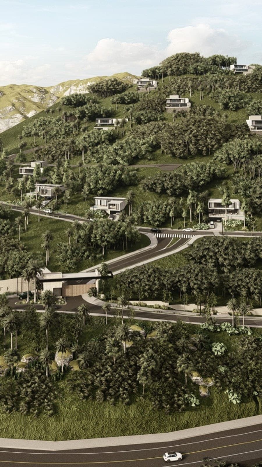 Render oficial de The Cliff en El Sunzal, Surf City
