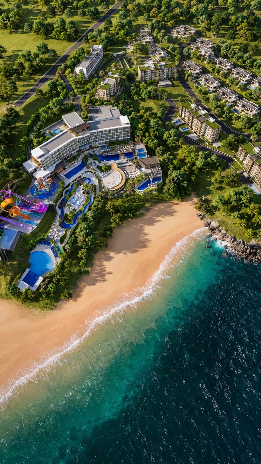 Render oficial de Ocean Breeze en Playa Mizata, La Libertad